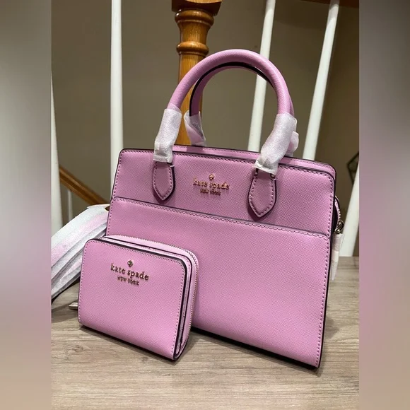 ❌SOLD❌ NWT Kate Spade Madison Satchel and Wallet Set in Berry Crea Color - Picture 2 of 8